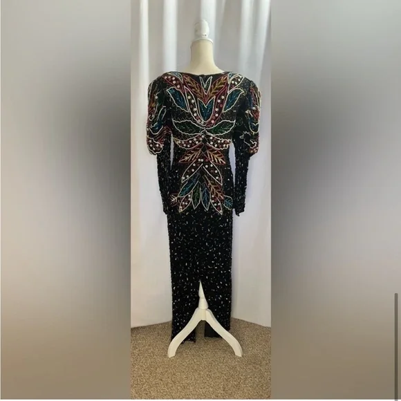 Vintage Beaded Gown, Sequin Dress, size Small / 2 - Picture 4 of 8